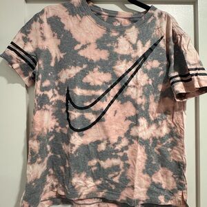 Nike Pink and Gray Tie-Dye T-Shirt